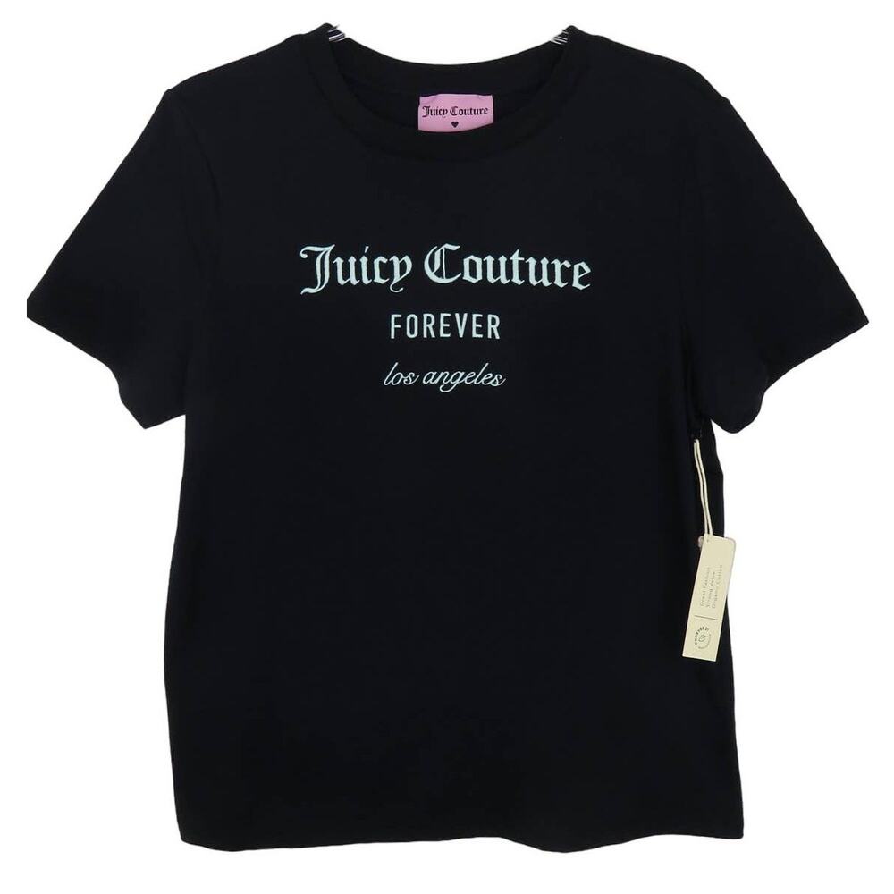 F21 x Juicy Couture Black Crewneck Embroidered T-Shirt Medium - Picture 5 of 8